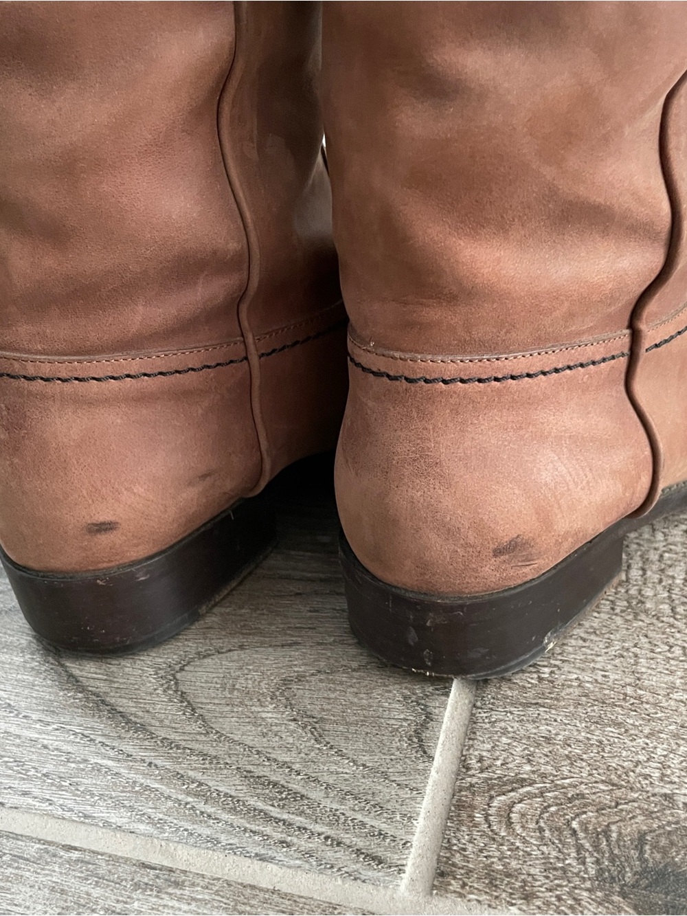 CHANEL Brown Leather Knee-High CC Logo Riding Western Boots - Picture 7 of 12